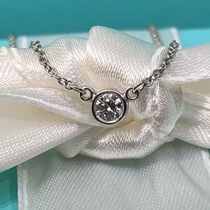 Tiffany & Co. .12 ct diamond by The Yard Necklace Pt950 Platinum Elsa Peretti